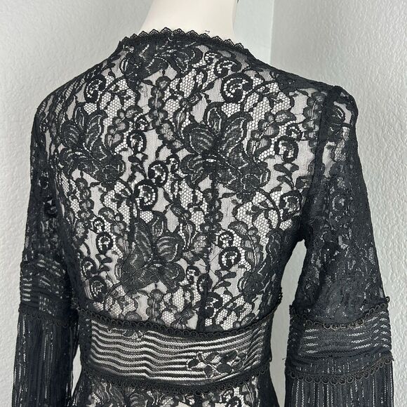 Nanette Lepore Women's Cocktail Dress Black Lace Pink Iridescent Sheath Size 4 - Picture 10 of 13